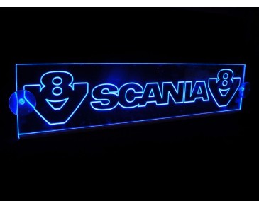 LED/neon plaat Scania dubbel V8 blauw