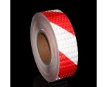 Reflecterende tape rood/wit per rol 25 meter