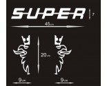Scania griffioen +SUPER logo RVS voor grille en luchthapper